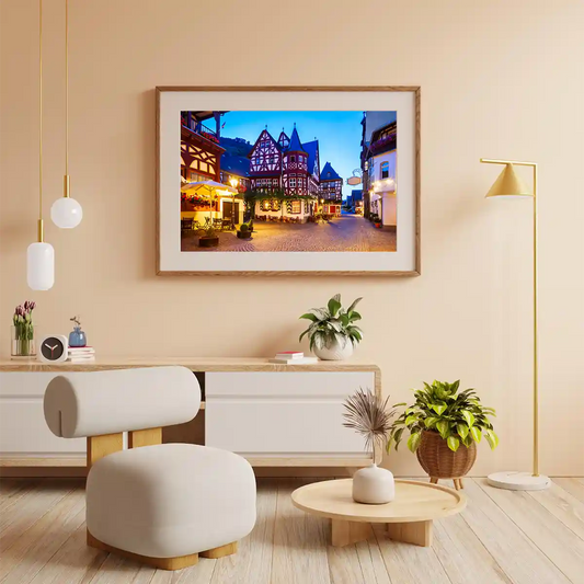 Traditional Street Facade of Bacharach Town in Germany