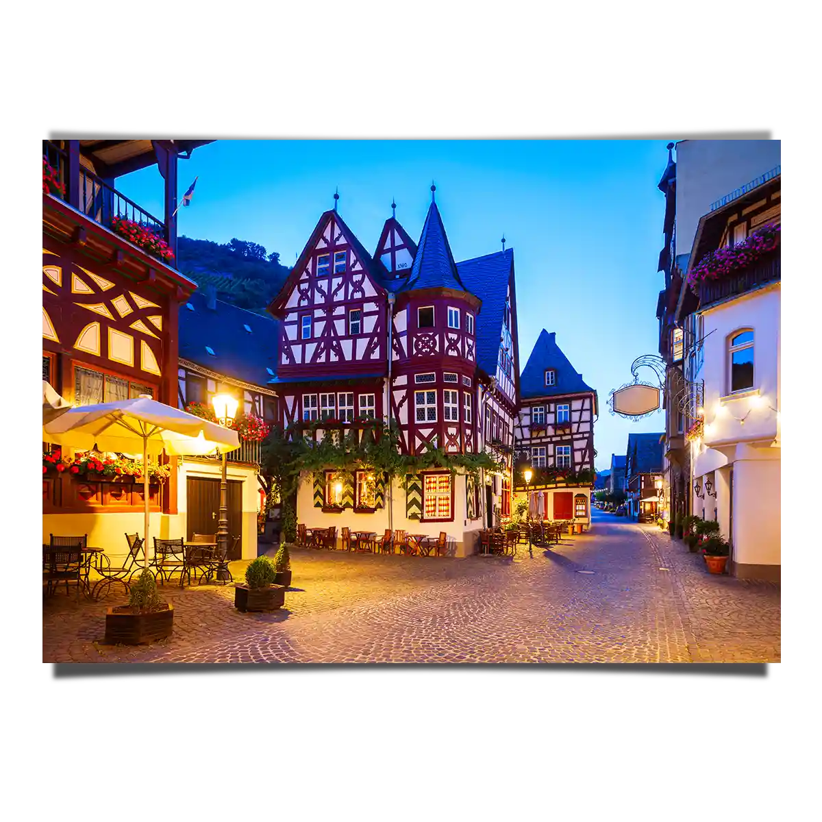 Traditional Street Facade of Bacharach Town in Germany