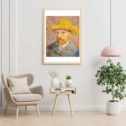 Self Portrait in Straw Hat by Vincent Van Gogh 1887