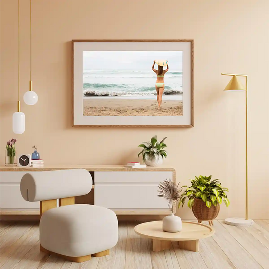 Surfer Woman Heading to the Beach