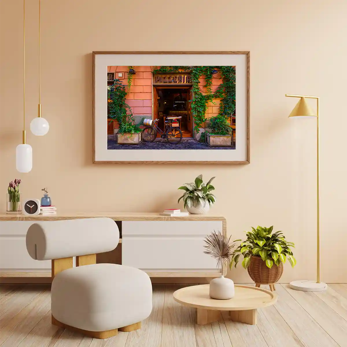 Traditional Pizzeria Shop Front with Creeper Plants