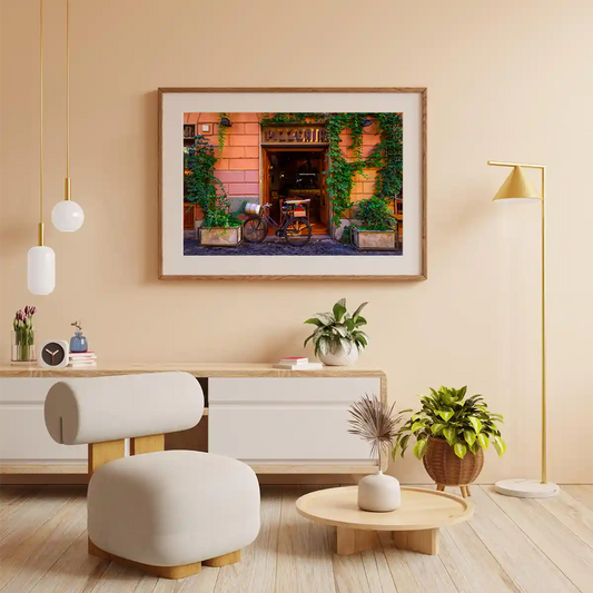 Traditional Pizzeria Shop Front with Creeper Plants