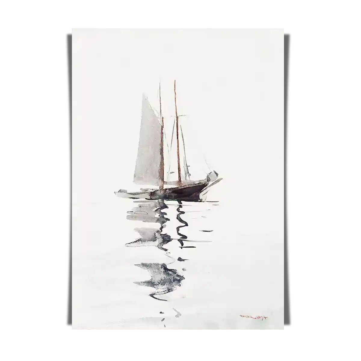 Two Masted Shooner With Dory by Winslow Homer 1894
