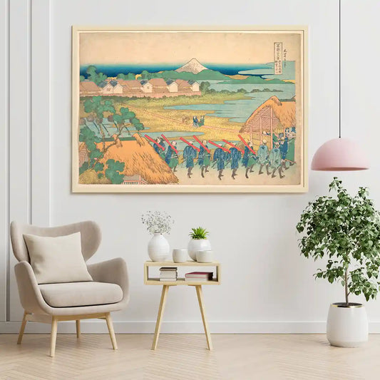 Fuji Seen in the Distance from Senju Pleasure Quarter by Katsushika Hokusai