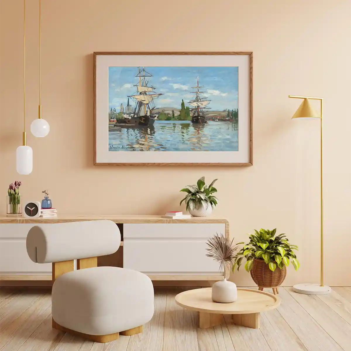 Ships Riding on The Seine at Rouen by Claude Monet 1872-1873