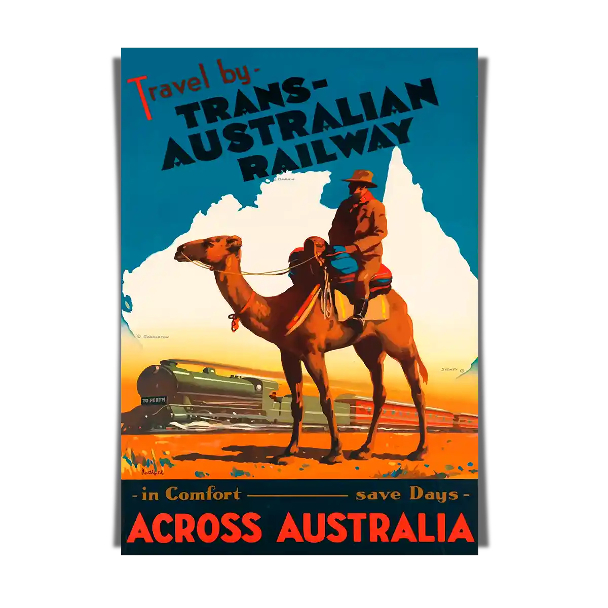 Trans Australian Railway Retro Poster 1920