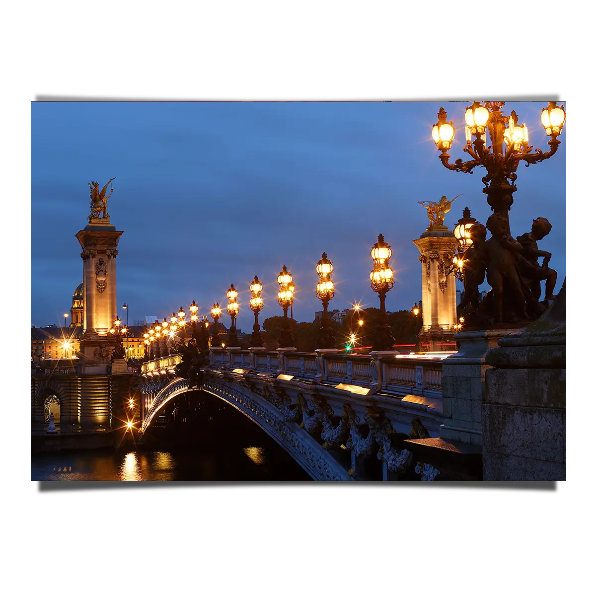 Pont Alexandre III Deck Arch Bridge Lights up at Dawn