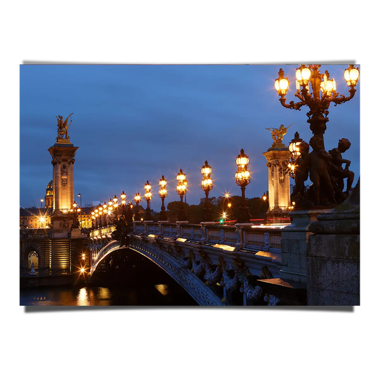Pont Alexandre III Deck Arch Bridge Lights up at Dawn