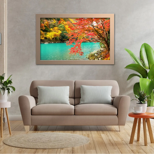 Autumn Leaves Along The River in Arashiyama, Kyoto Japan