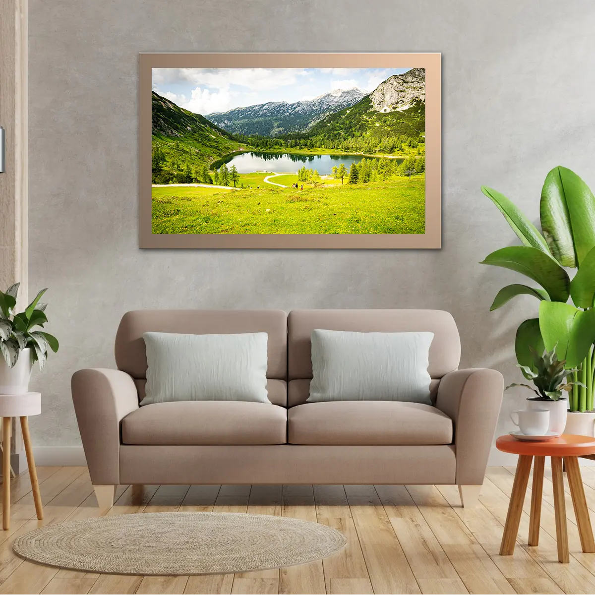 Beautiful Scenery Green Valley Near Alp Mountains