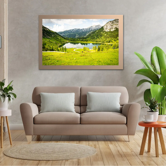 Beautiful Scenery Green Valley Near Alp Mountains