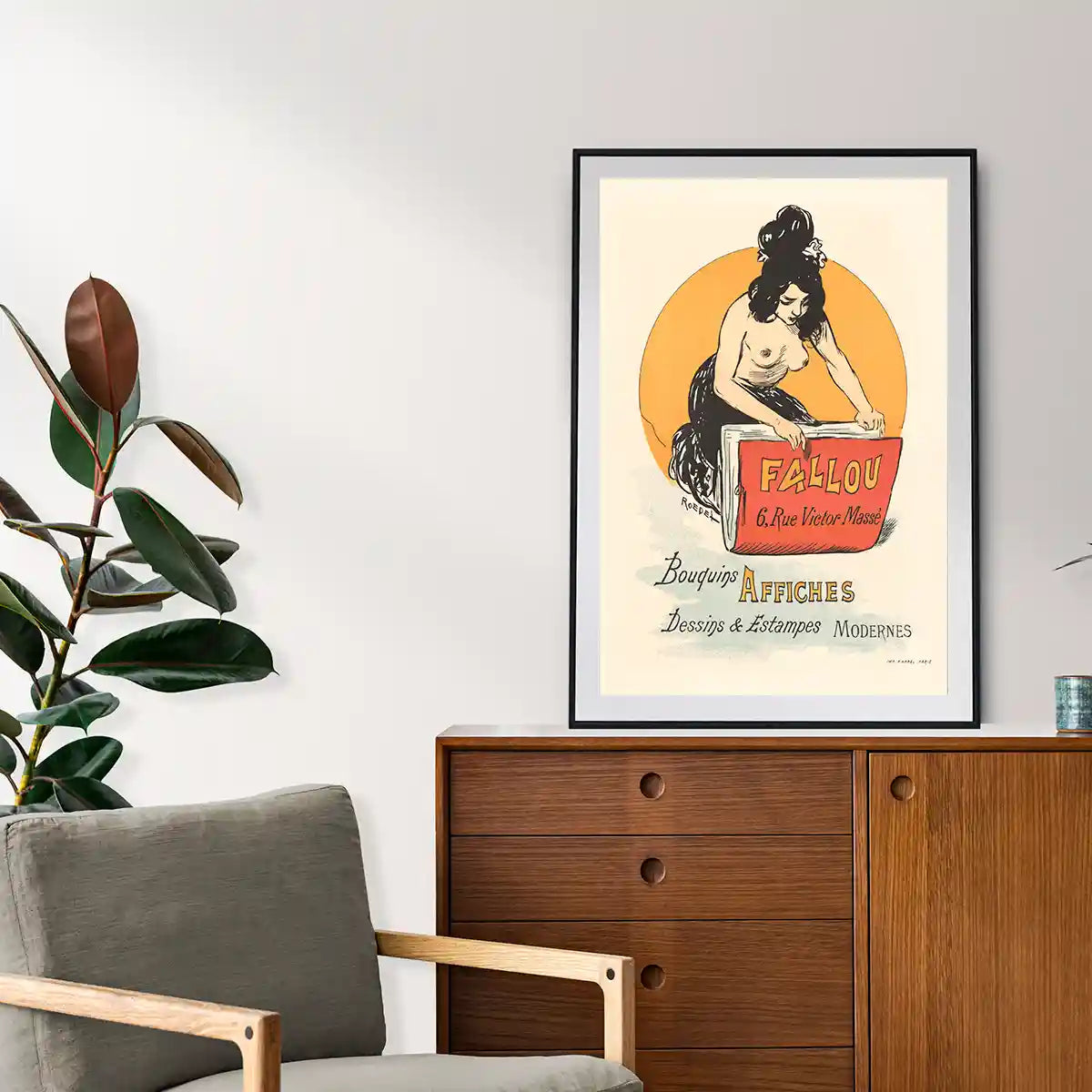 Nude Illustration Fallou Paris Retro Poster by Auguste-Roedel 1869