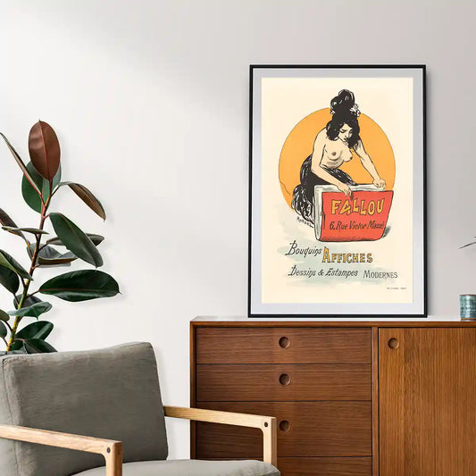 Nude Illustration Fallou Paris Retro Poster by Auguste-Roedel 1869