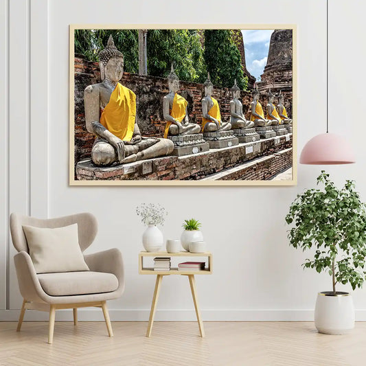 Buddha Statues At The Temple Of Wat Yai Chai Mongkol Ayutthaya Bangkok Thailand