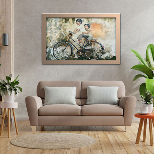 Children on bicycle graffiti