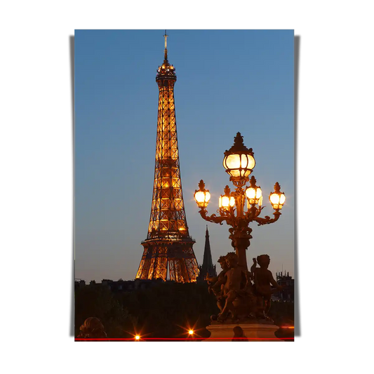 The Eiffel Tower Viewed From Alexandre Bridge at Dusk