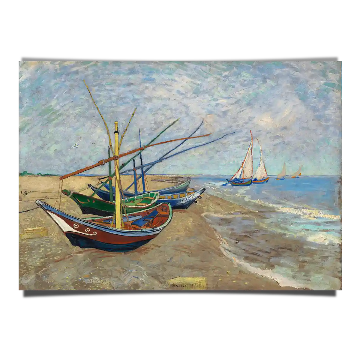 Fishing Boats on The Beach at Saintes Maries by Vincent Van Gogh 1888