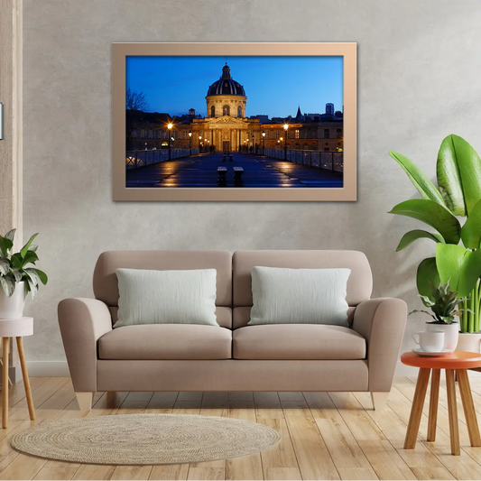 The French Academy Arts Bridge Lights up at Dawn