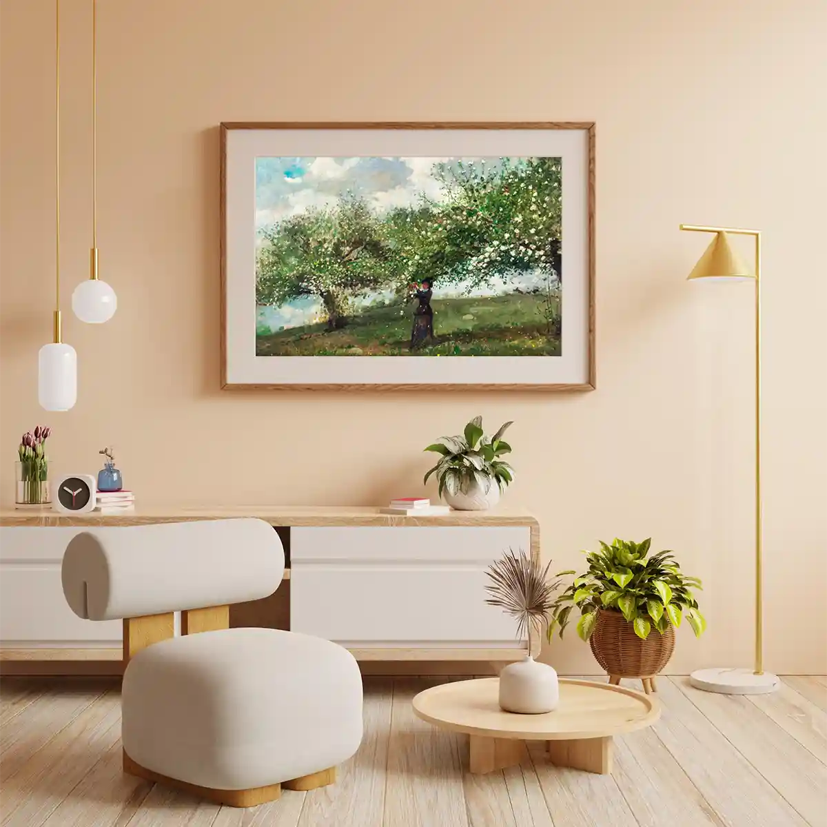 Girl Picking Apple Blossoms by Winslow Homer 1879