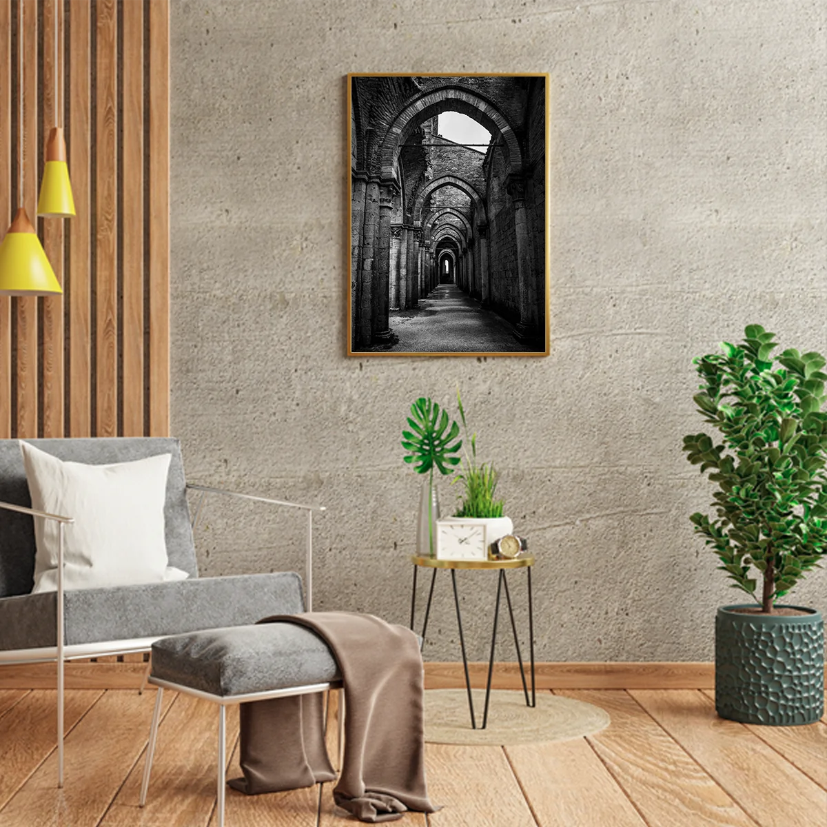 Hallway With Pillars