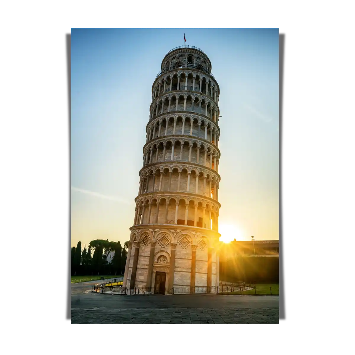 The Leaning Tower of Pisa on Sunset