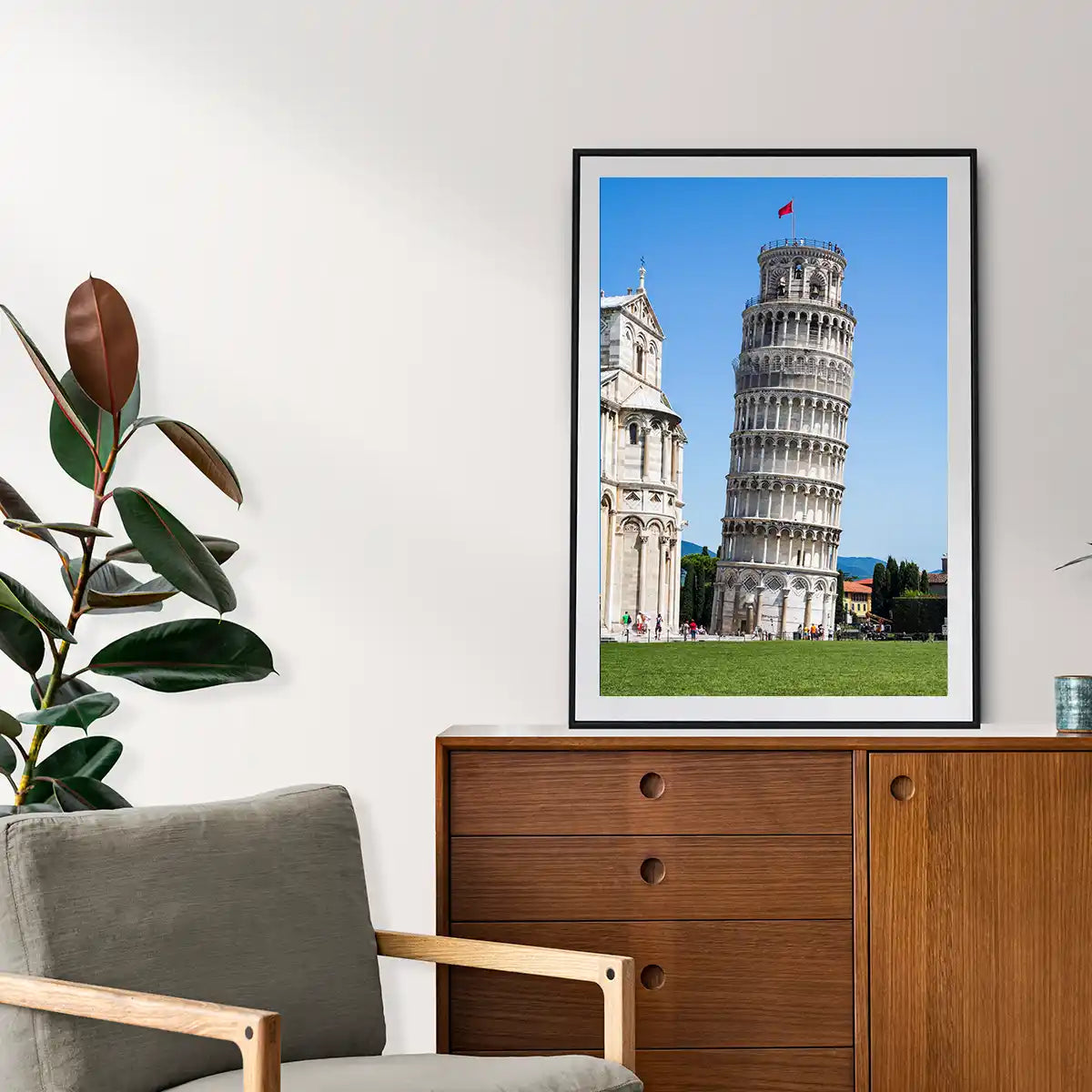 The Leaning Tower of Pisa with the Cathedral