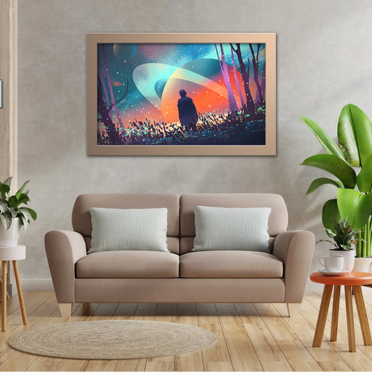 Man Standing Alone In Forest