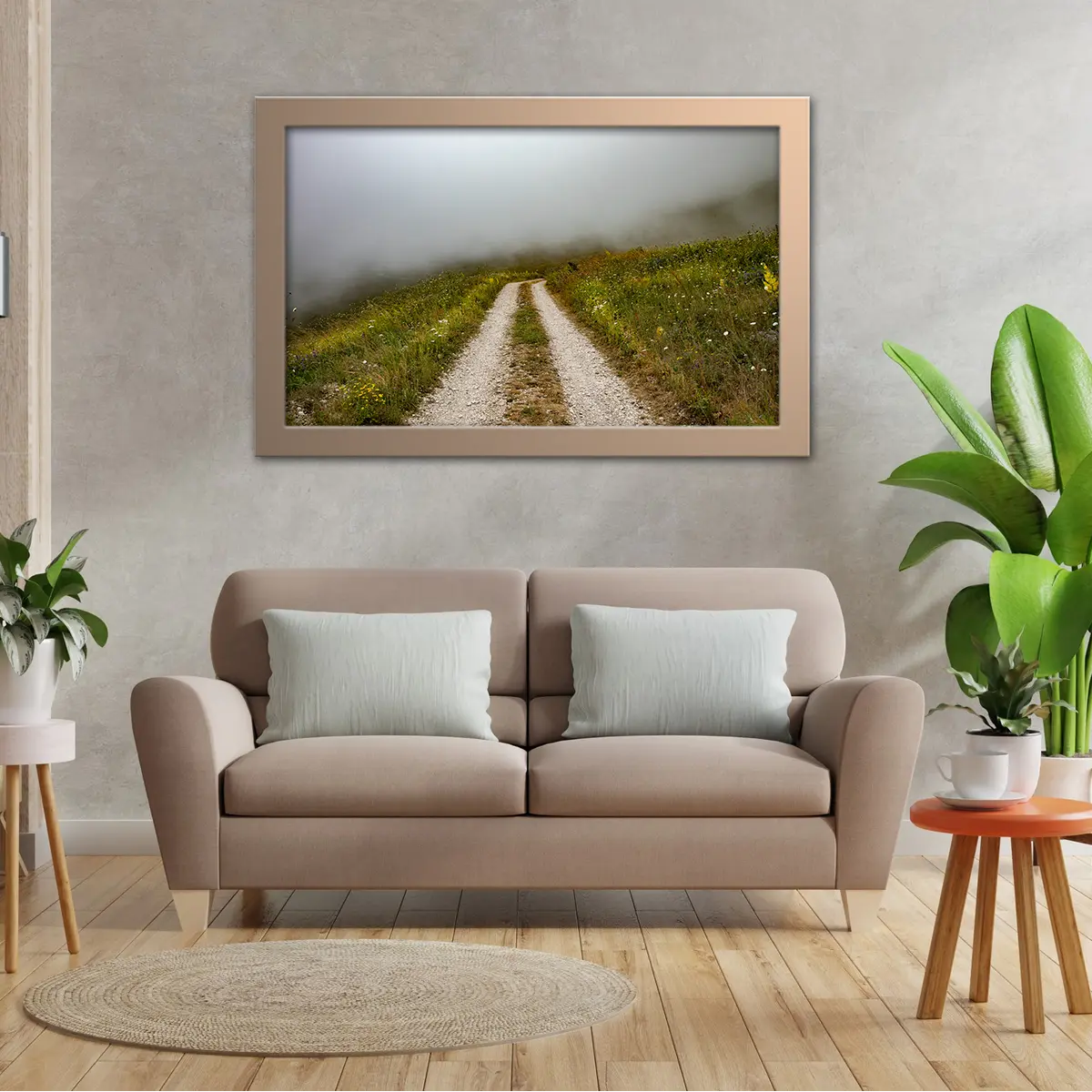 Mountain Road Covered in Fog