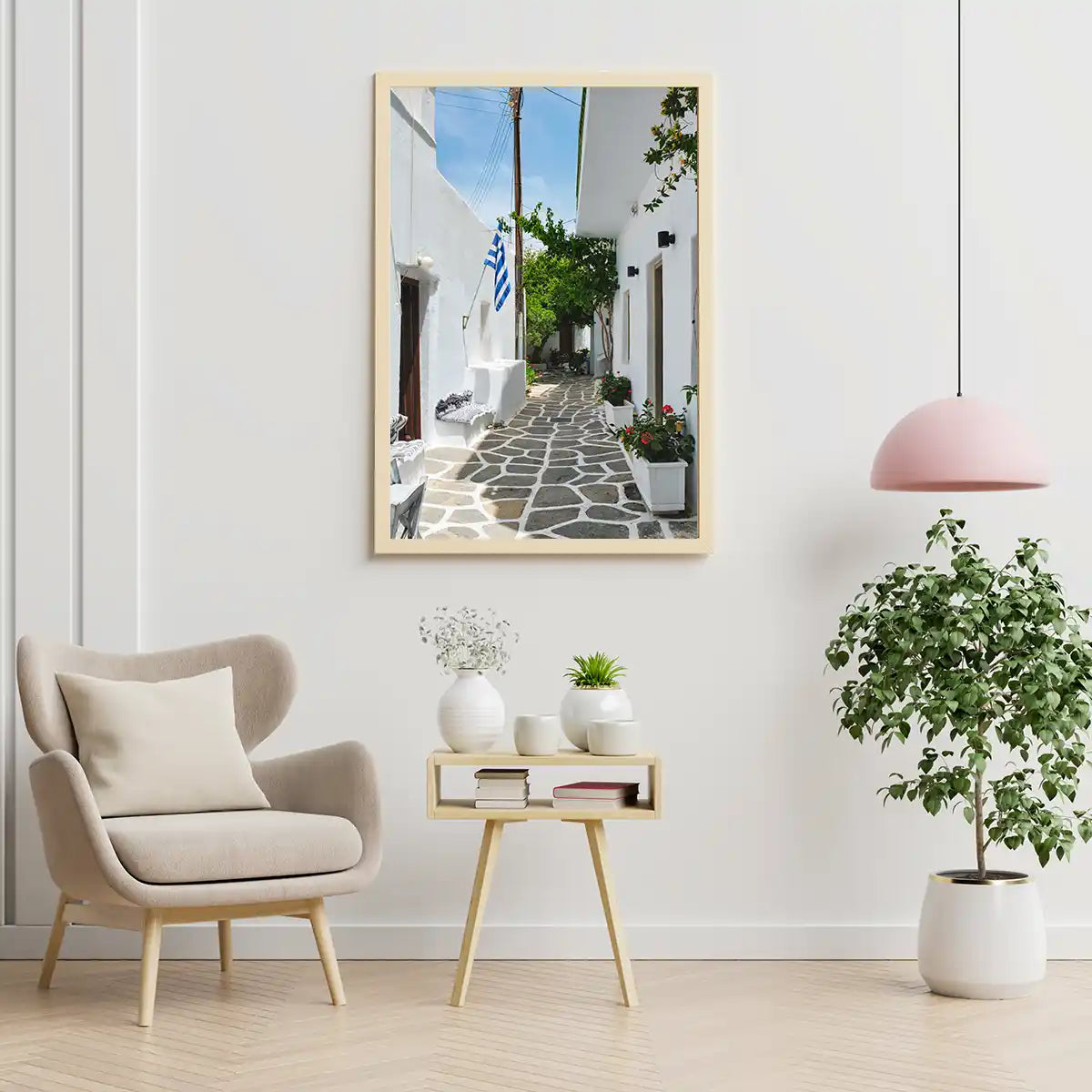 Naousa Town Street Paros Island Greece