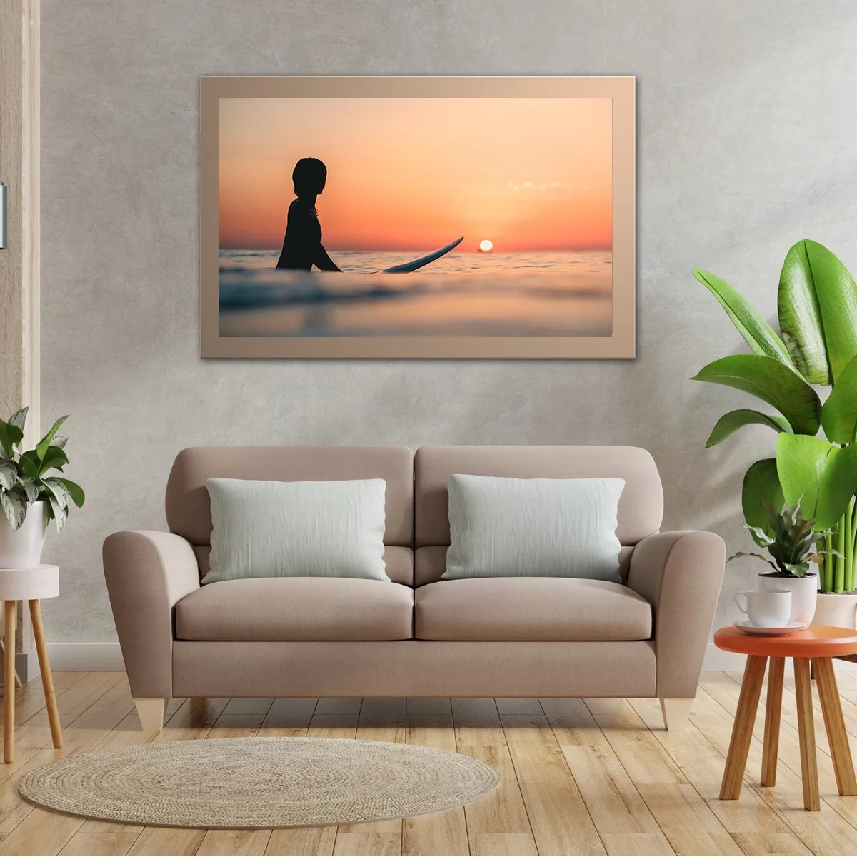 Ocean Surfer With Breathtaking Sunset View
