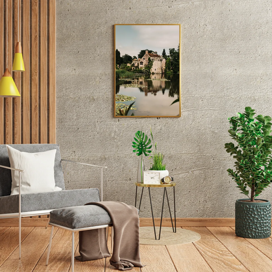 Old Castle Surrounded By Pond