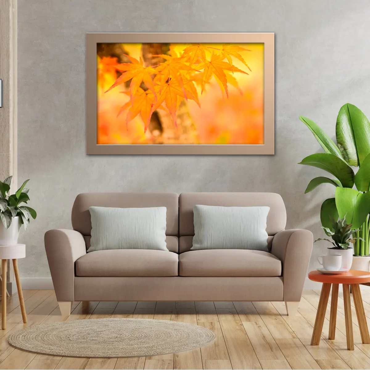 Orange Autumn Maple Leaves Macro Shot