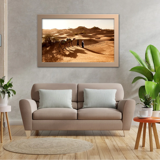 People Walking Their Camels in Sahara Desert