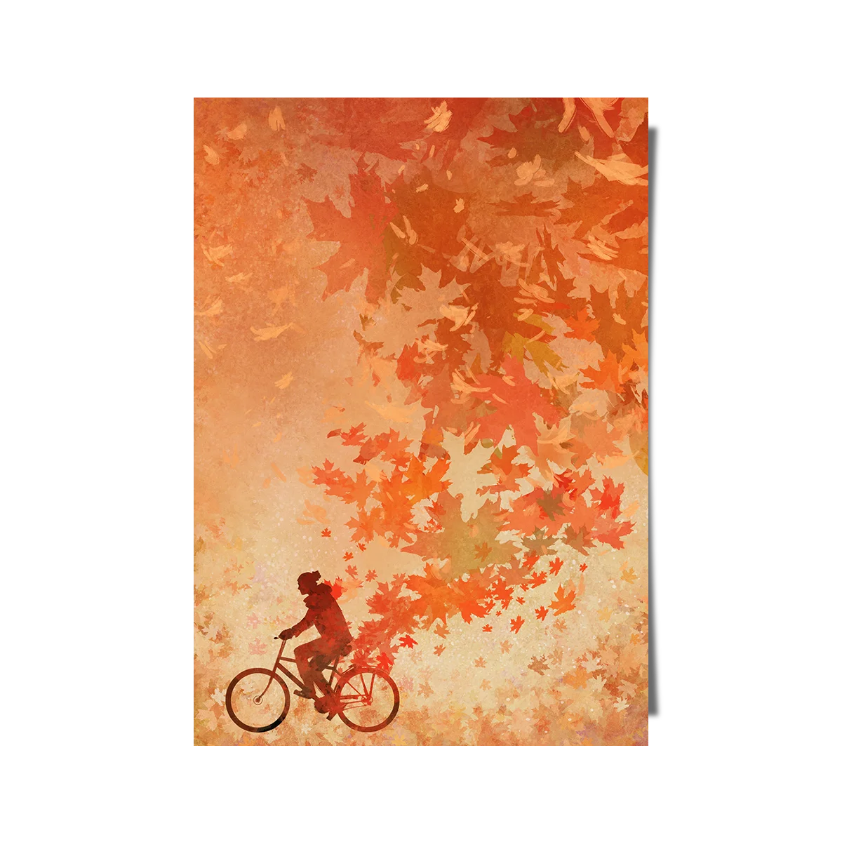 Silhouette Man With Falling Autumn Leaves