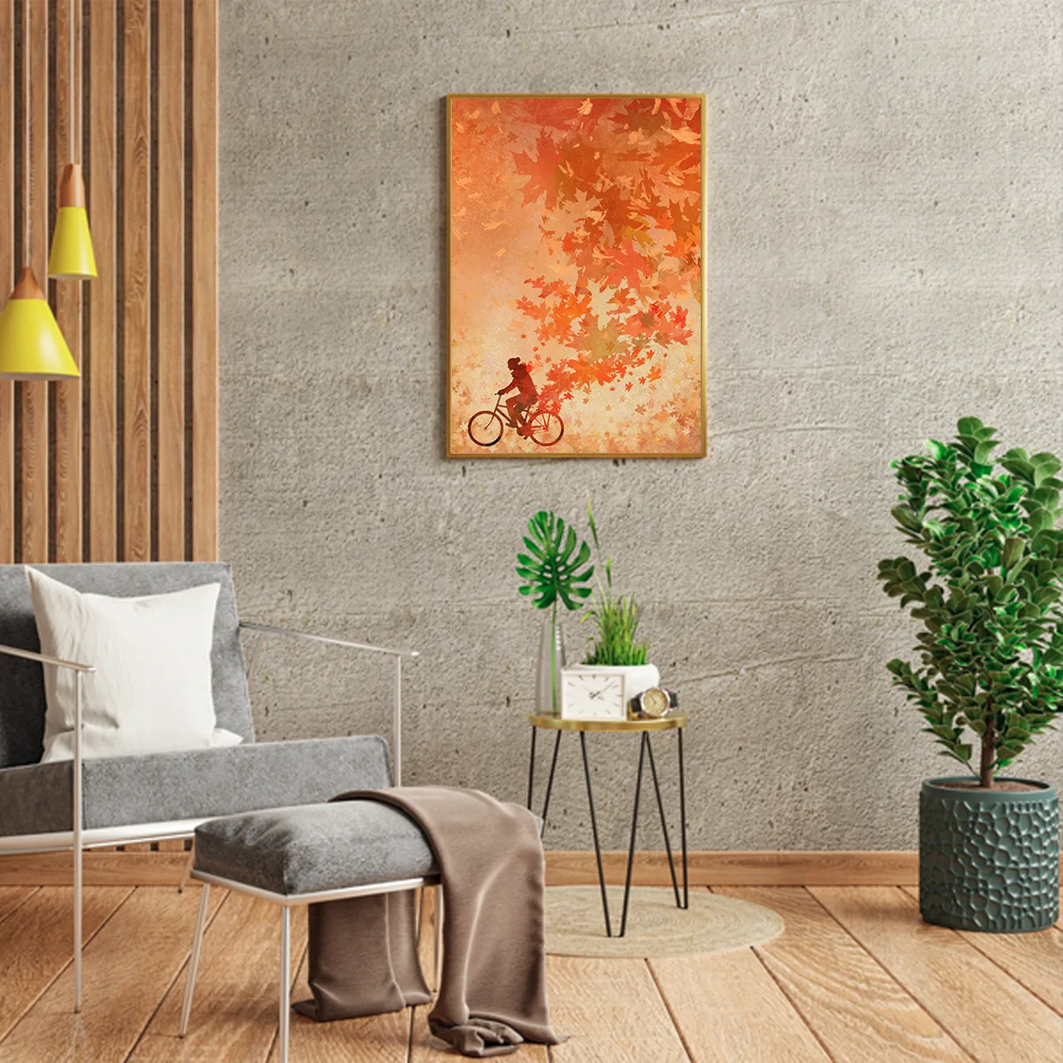 Silhouette Man With Falling Autumn Leaves