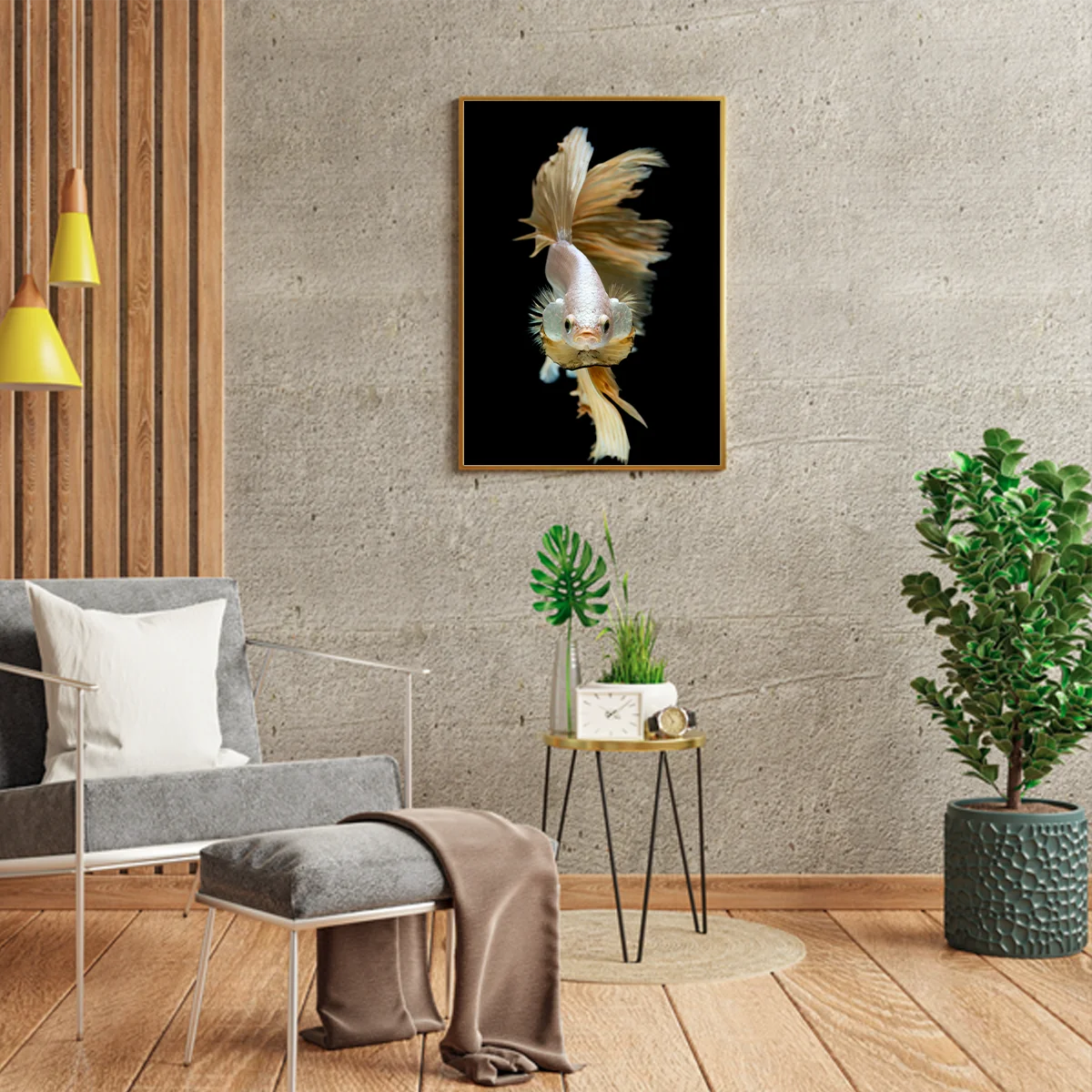 Silver And Gold Half Moon Betta Fish