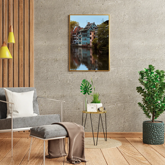 Small Vintage Houses Along River