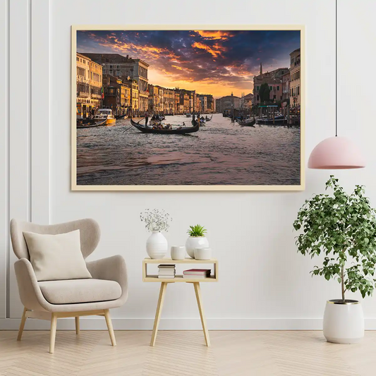 Traditional Gondolas in Grand Canal of Venice Italy