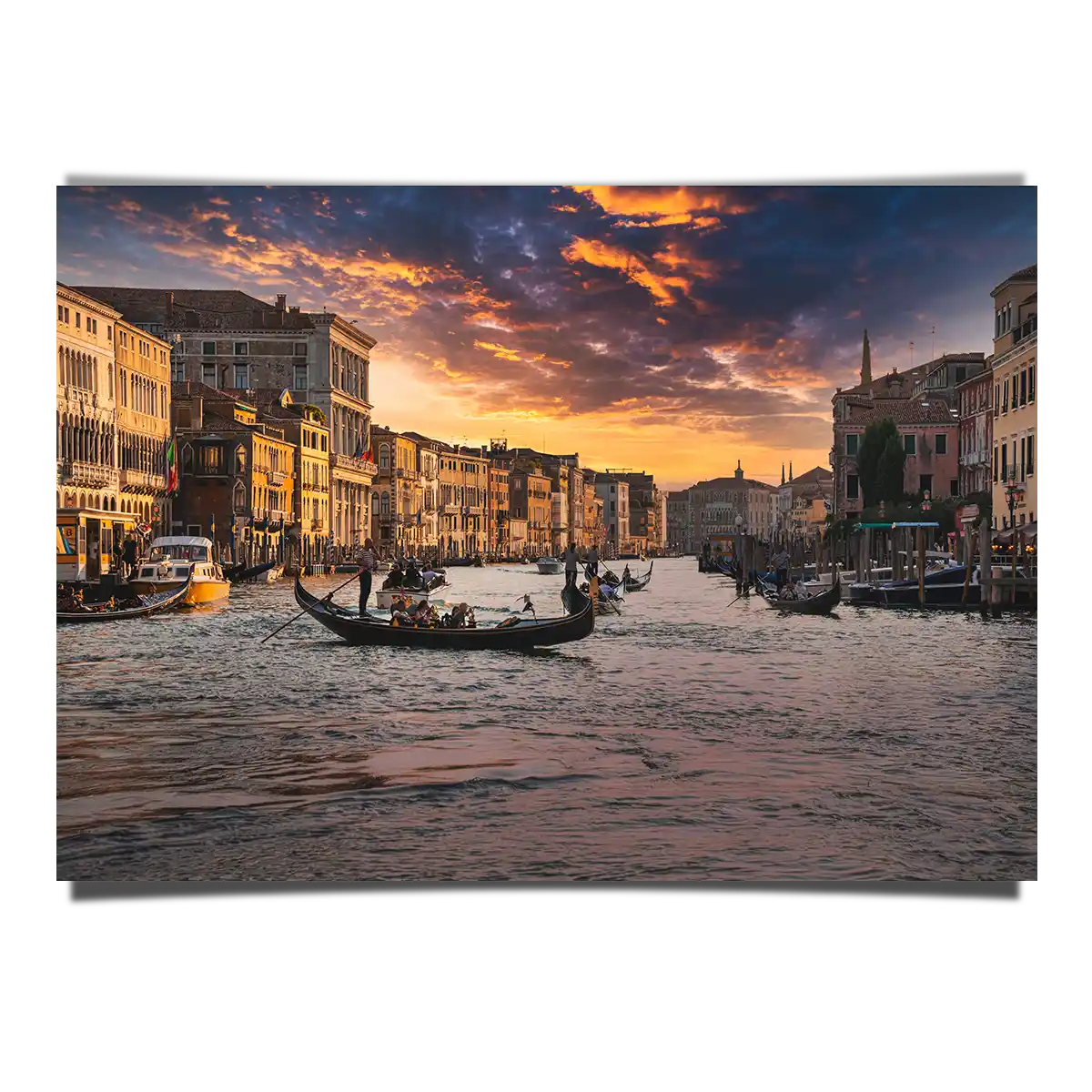 Traditional Gondolas in Grand Canal of Venice Italy