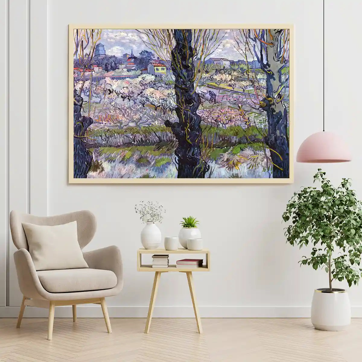 View of Arles Flowering Orchard by Vincent Van Gogh 1889