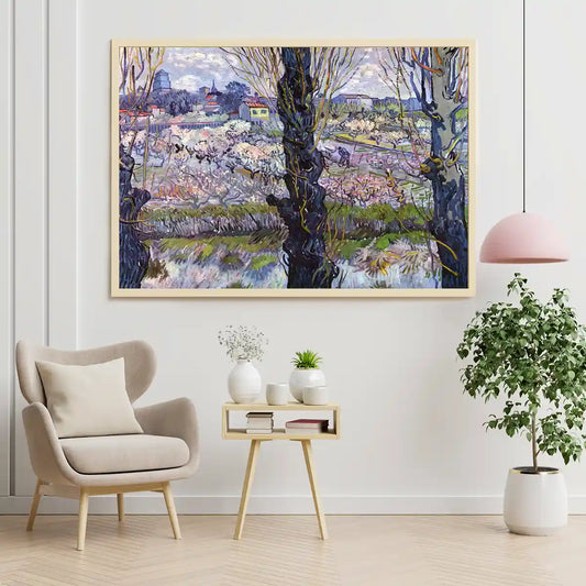 View of Arles Flowering Orchard by Vincent Van Gogh 1889