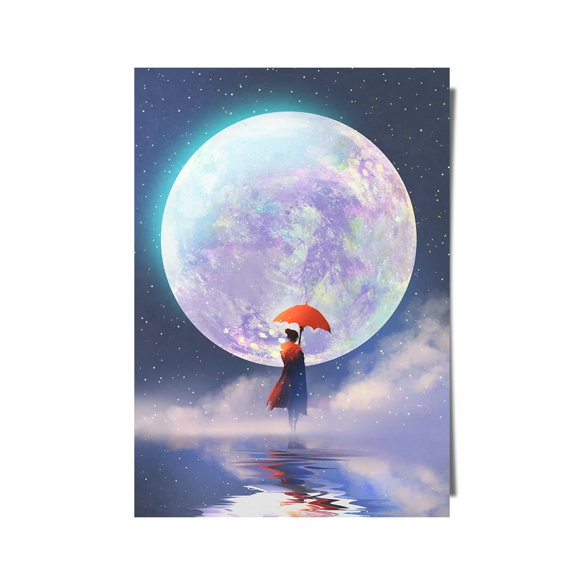 Woman Standing Against The Moon
