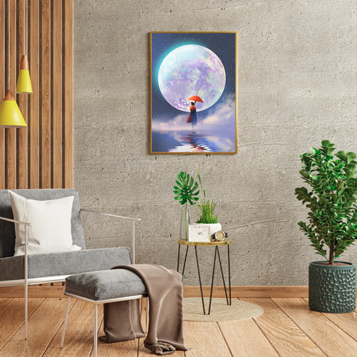 Woman Standing Against The Moon