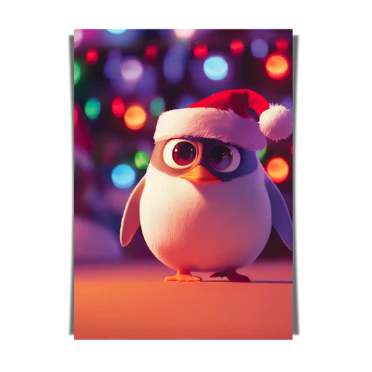 Cute Baby Penguin in Santa Hat