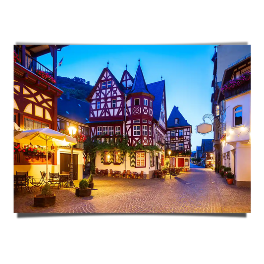 Traditional Street Facade of Bacharach Town in Germany