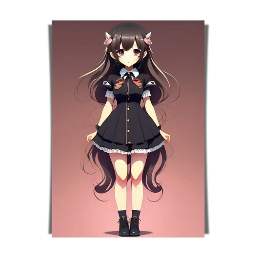 Girl with Long Black Hair - Anime Illustration