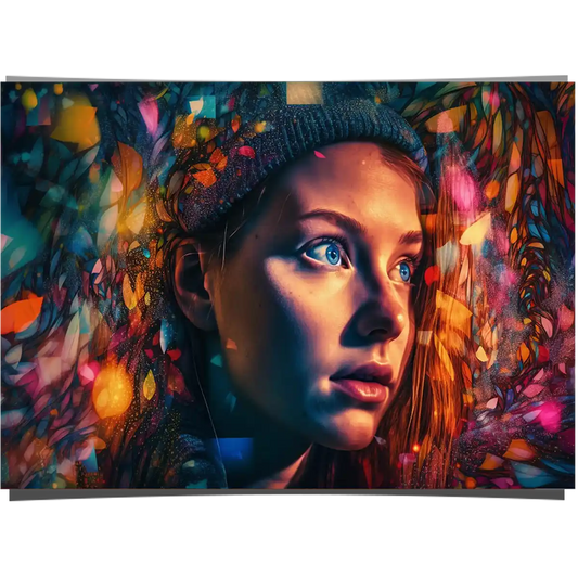 Blue Eyed Girl Portrait in Dazzling Colour Background