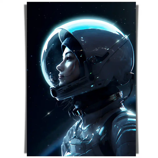 Female Astronaut in Space Suit Side View Portrait