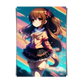 Girl with Flowers on a Long Brunette Hair - Anime Illustration