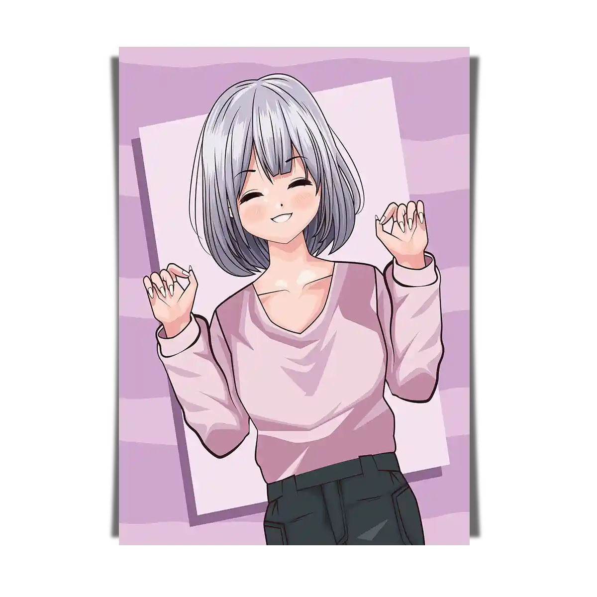 Gleeful Anime Stylish Girl - Digital Art Illustration